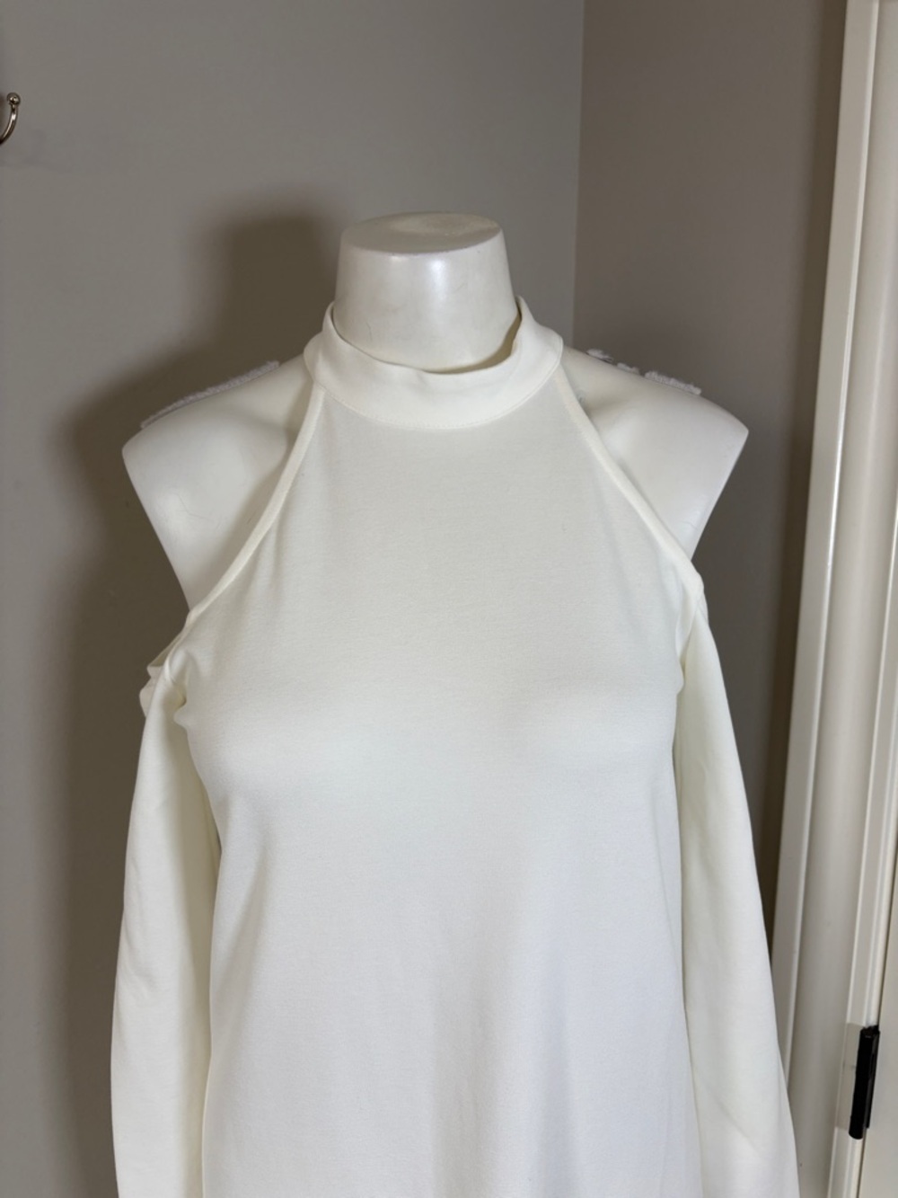 Marcella Kalene Dress Off White Long Sleeve Maxi Mock Neck Sz S NEW - Picture 4 of 12